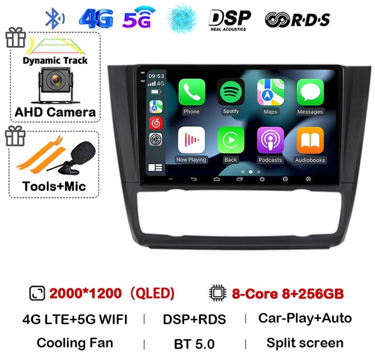 Android 14 Carplay Auto Car Radio For BMW 1 Series E81 E82 E87 E88 AT 2004-2008 2009 2010 2011 2012 GPS Multimedia Stereo Player