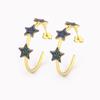 Nidin Romantic Heart and Star Shape Fashion Lightning Colorful Zircon C Shape Hoop Circle Earrings Christmas Jewelry Wholeasale