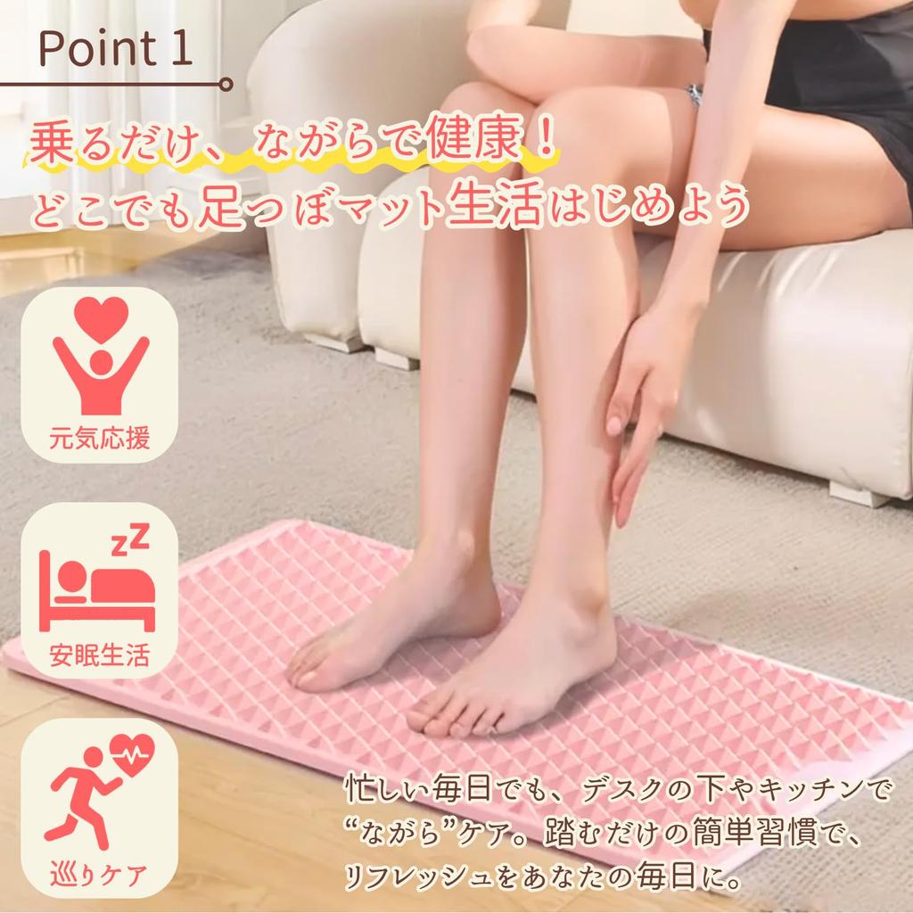 PLEAVIT Foot Reflexology Mat, Silicone Rubber, Shiatsu Mat, Shiatsu Board, Foot Massager, Gray