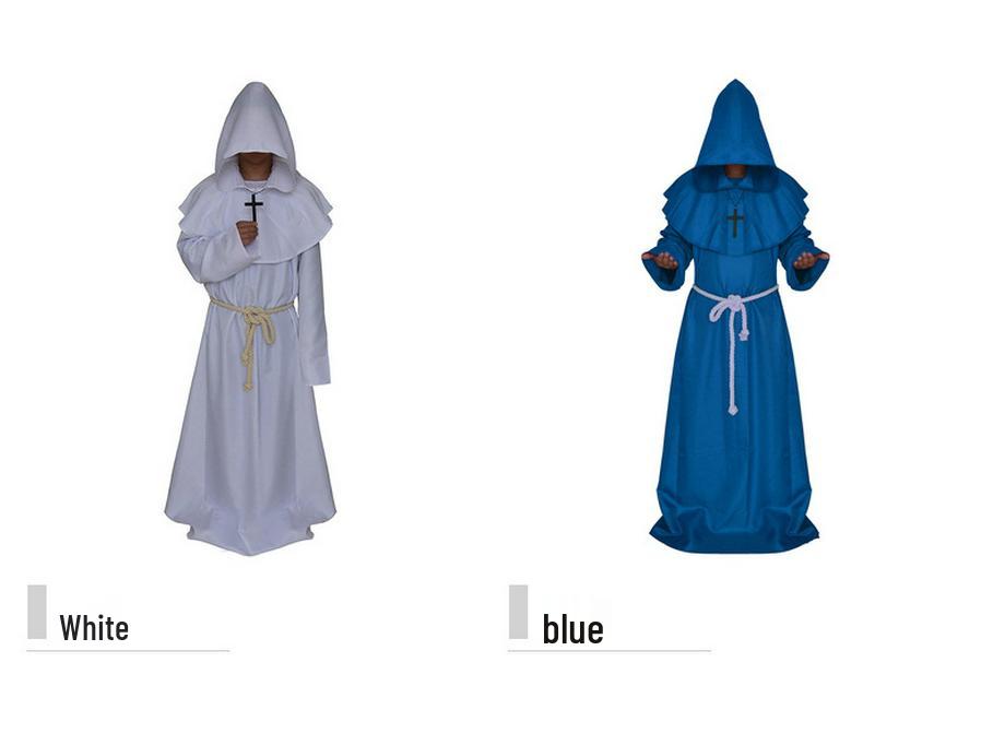 Średniowieczna szata mnicha i czarodzieja do cosplayu - kostium księdza i ponurego żniwiarza na Halloween