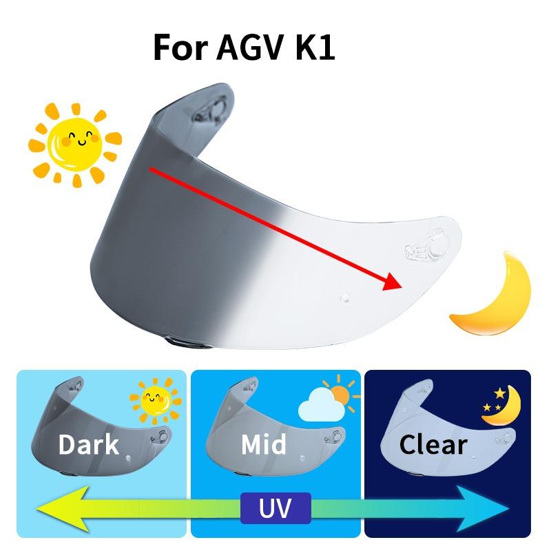 K1 Photochromic Visor Lens For AGV K1 K3SV K5 K1S K5S GT4 Compact ST Helmet Mask Shield Accessories Full Face Sun Goggles Visors