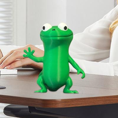 Decoração Meme de Lagarto Impresso em 3D Ornamento de Lagarto Engraçado Estatueta de Lagarto Verde em Pé para Decoração de Prateleira de Mesa de Casa Escritório Quarto