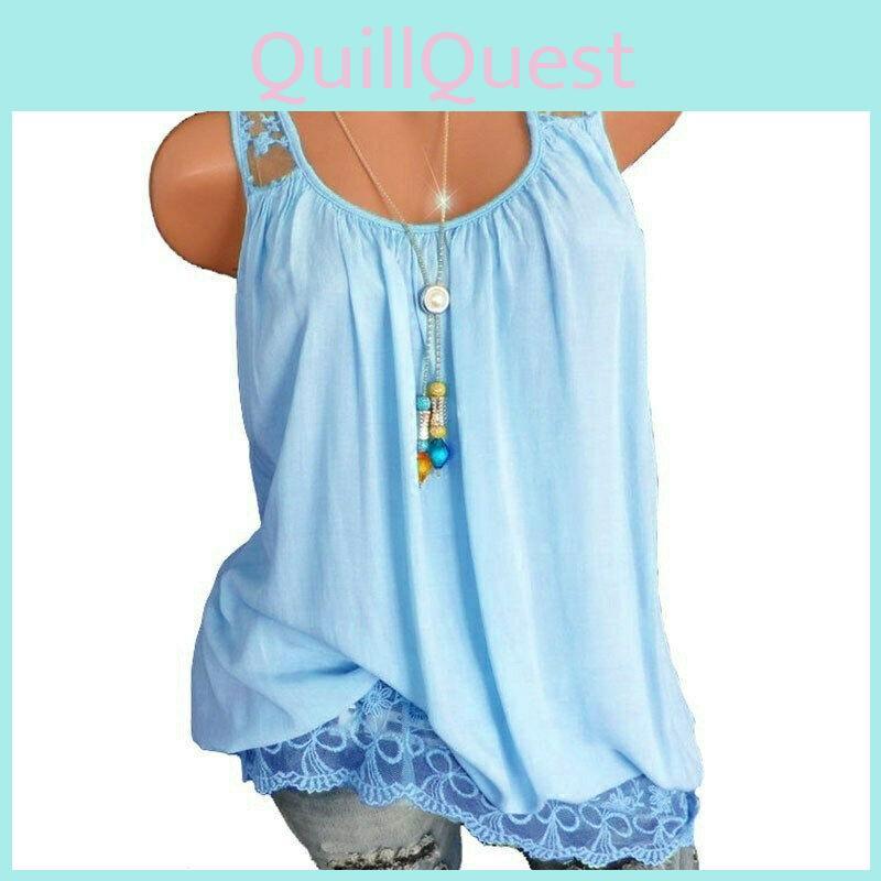 Premium Quality Sexy Women's Summer Sleeveless Lace T-shirt Vest For Effortless Style