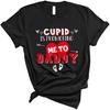 Cupid Is Promoting Me To Daddy Cute Valentine's Day Heart Pregnancy Announcement Family Unisex T-Shirt