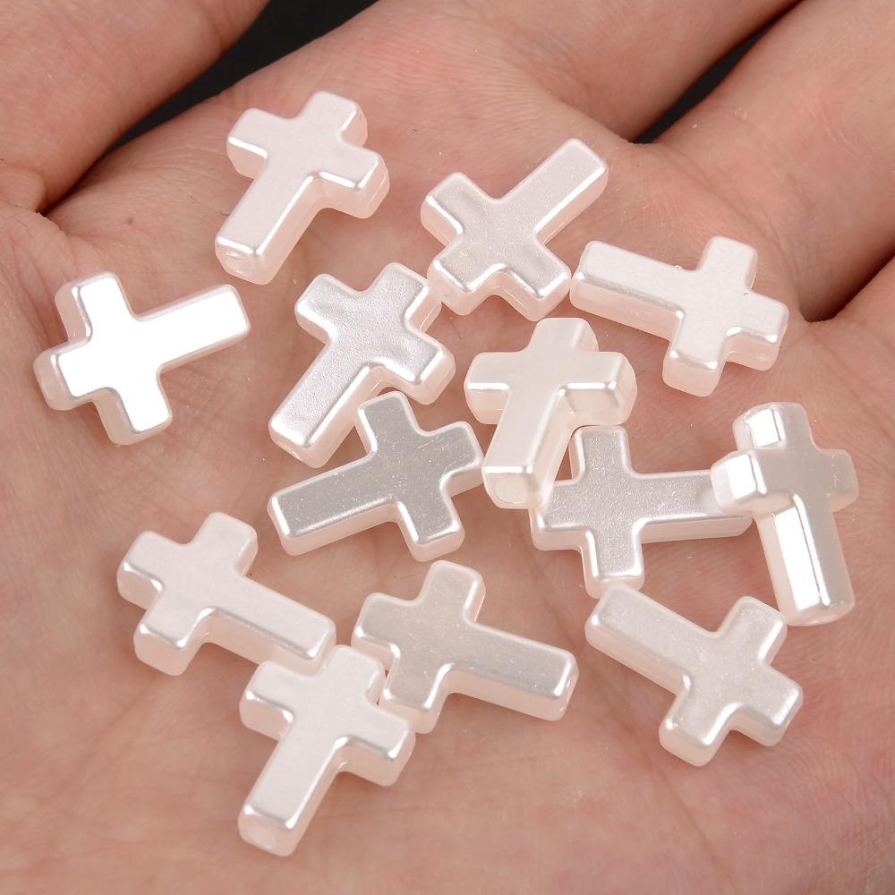 60pcs White Cross Loose Spacer Beads Handmade Bracelet Necklace Accessories  Necklace