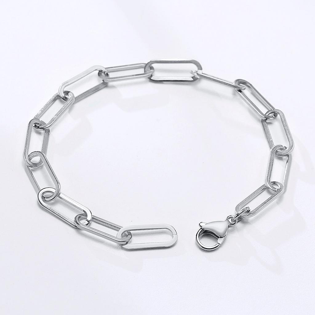 Paper Clip Link Bracelet, Chunky Chain Bracelets, Stainless Steel Hera Chain Link Bracelet for Men Women Jewelry