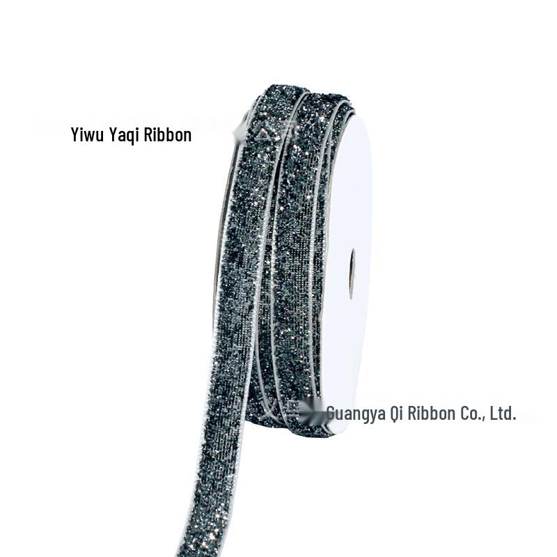 1cm Flocked Ribbon for Gift Wrapping & Costume Decoration - Non-Elastic, Shiny Woven Design