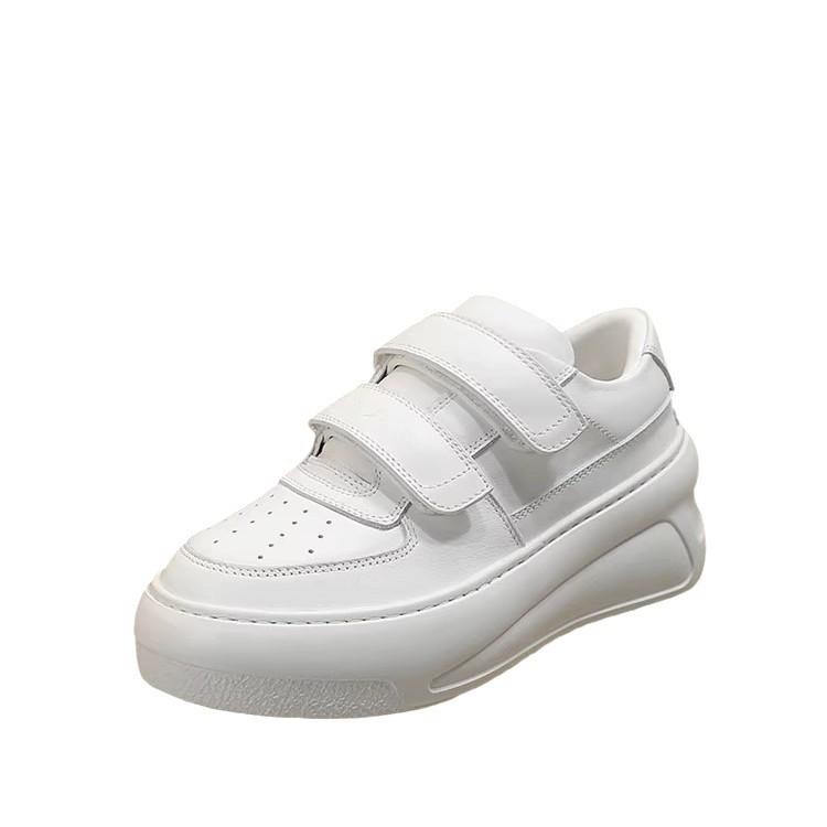 Smiley Little White Shoes Women's Leather Velcro Thick-soled Heightening Board Shoes Muffin Casual Sneakers