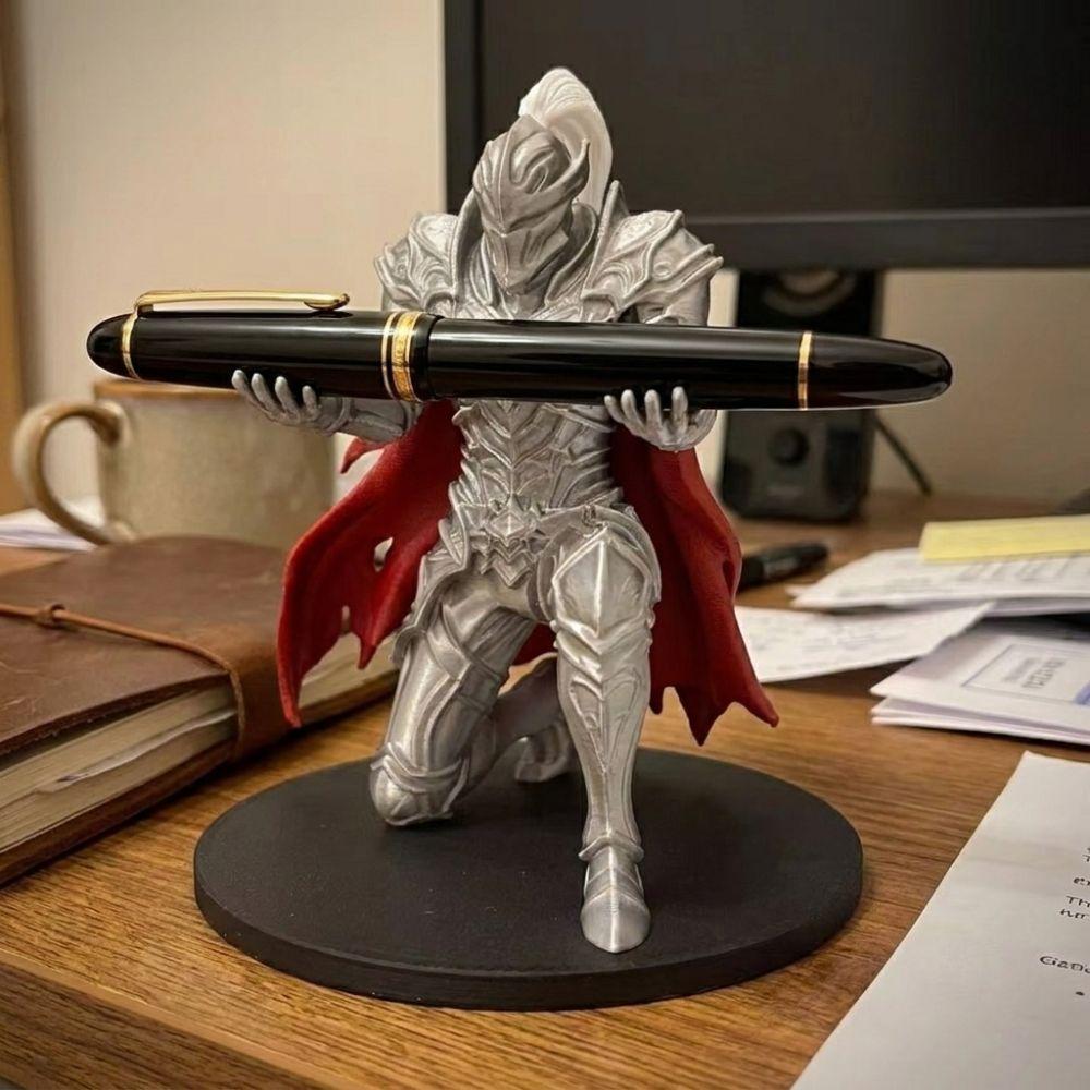 Unique Knight Pen Holder 3D Printed Warrior Desk Organizer Funny Creative Pen Stand Home Office
