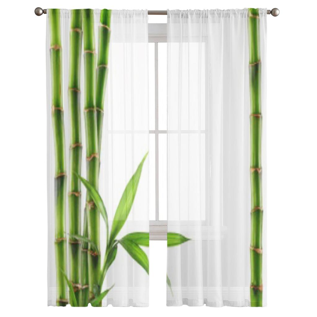 Bamboo Isolated On White Background Tulle Sheer Curtains for Living Room Bedroom Kitchen Decoration Voile Organza Curtains