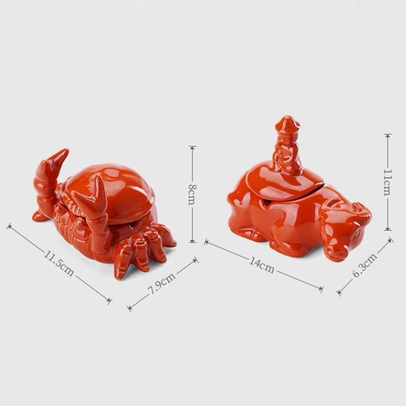 Cute Crab Ashtray With Lid Anti Fly Ash Ceramic Cigar Ashtray Living Room Home Office Decoration Art Ornaments Gift