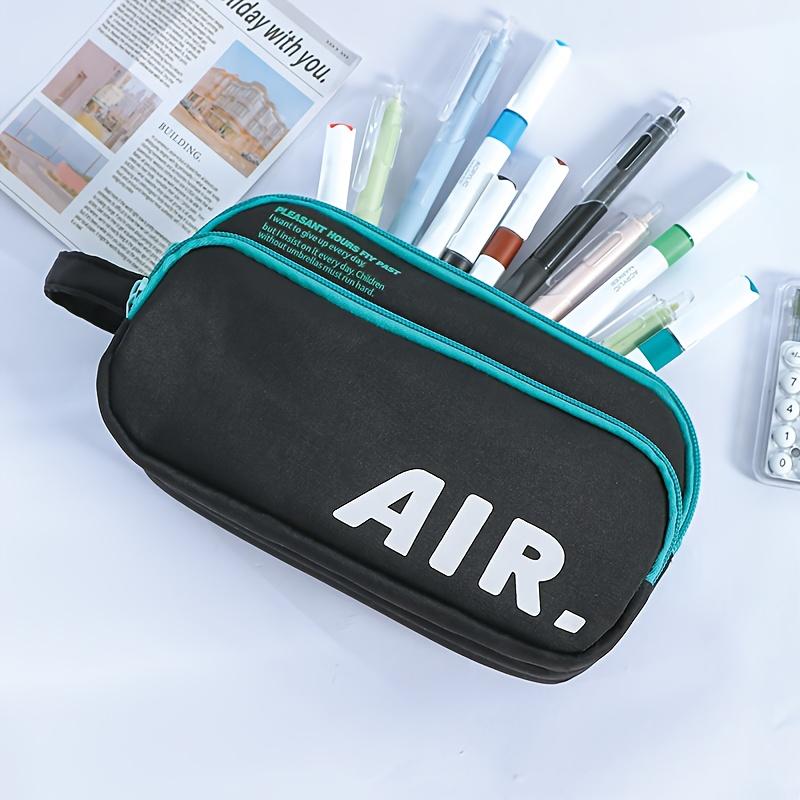 1pcs Slogan Fighting 3-Layer Large Capacity Pencil Case Portable Handle Durable Color Pen Bag Dirty Resistant Pouch