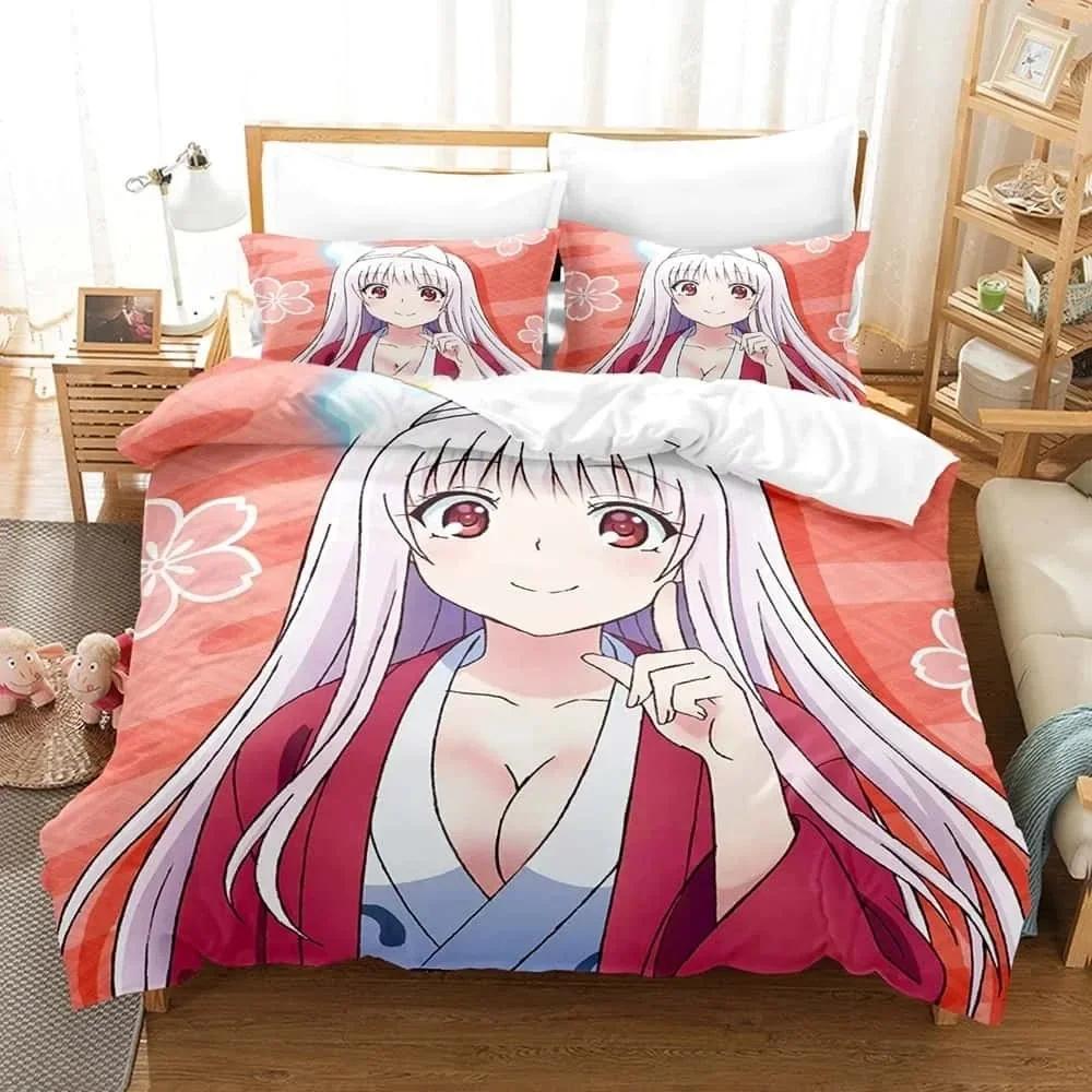 3D Anime Yuragi-sou No Yuuna-san Bedding Set Print With Pillowcase Duvet Cover Soft Single Double Queen Super King Size Bedroom