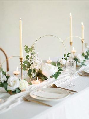 3PCS Wedding Wreath Floral Artificial Roses Centerpieces for Sweetheart Table Head Table Ceremony Reception Artificial Flowers Wedding Decorations