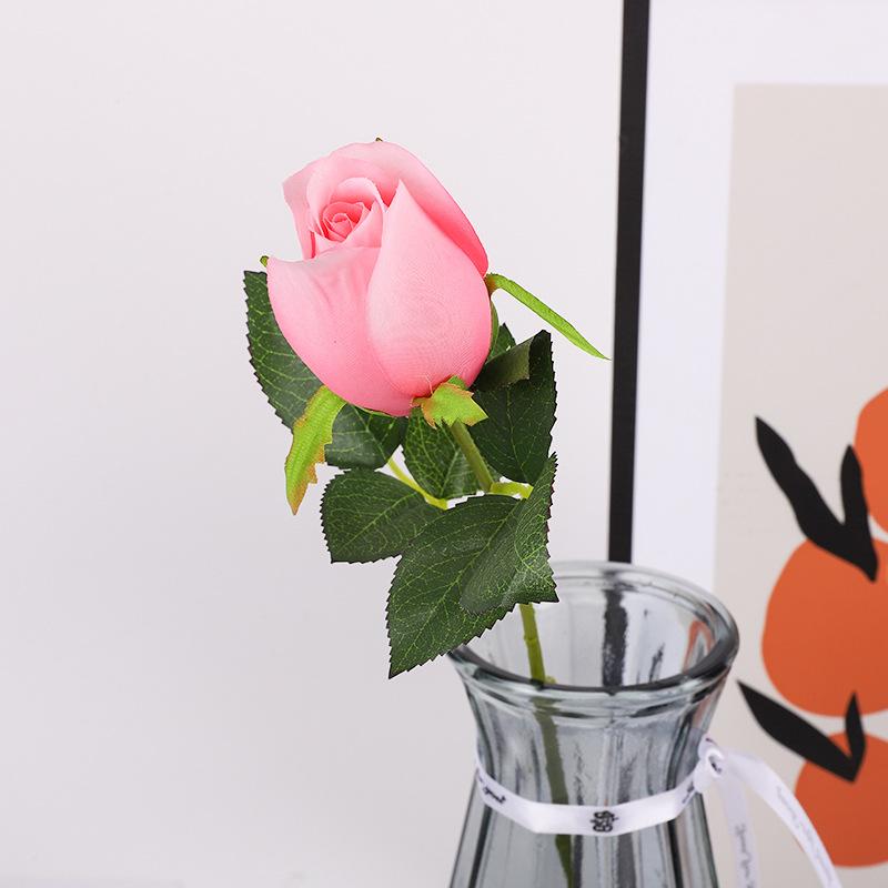 Single Stem Fabric Rose Artificial Flower, Real Touch Fake Bouquet for Wedding Home Decor, Realistic Fake Rose