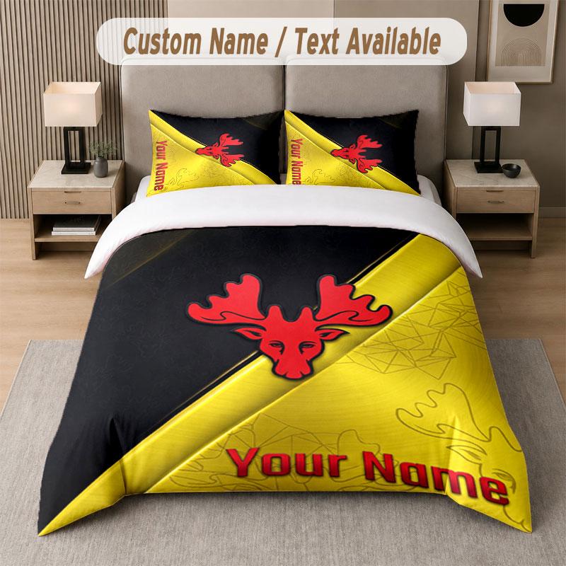 Benutzerdefiniertes Bettwäsche-Set Watford FC Muster, Druck Name Text 1 Bettbezug plus 2 Kissenbezüge Heimtextilien