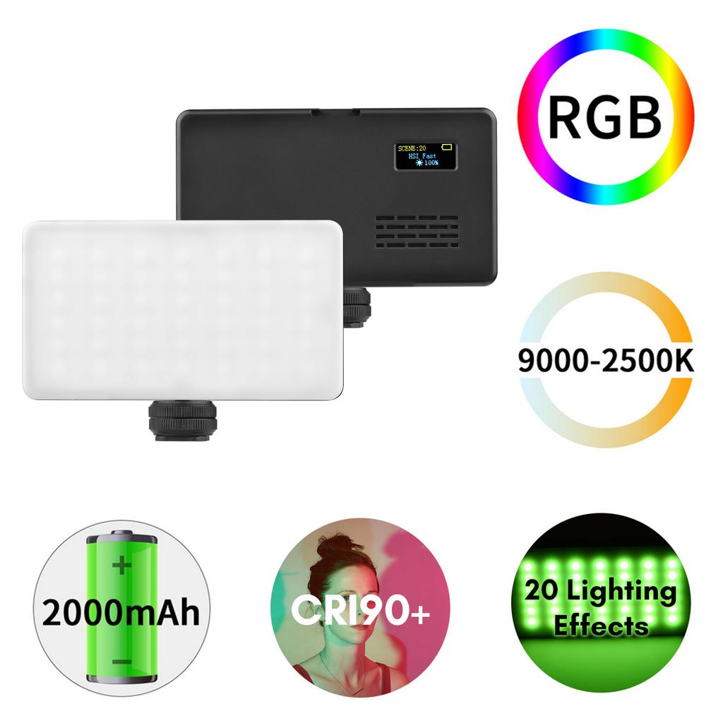 Pocket RGB Video Light LED Fill Light 2500K 9000K Dimmable 20 Lighting Effects Built in Battery with Cold Shoe Mount