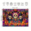 1PCS Vibrant Day of the Dead Sugar Skull and Flower Tapestry - Colorful Day of the Dead Design