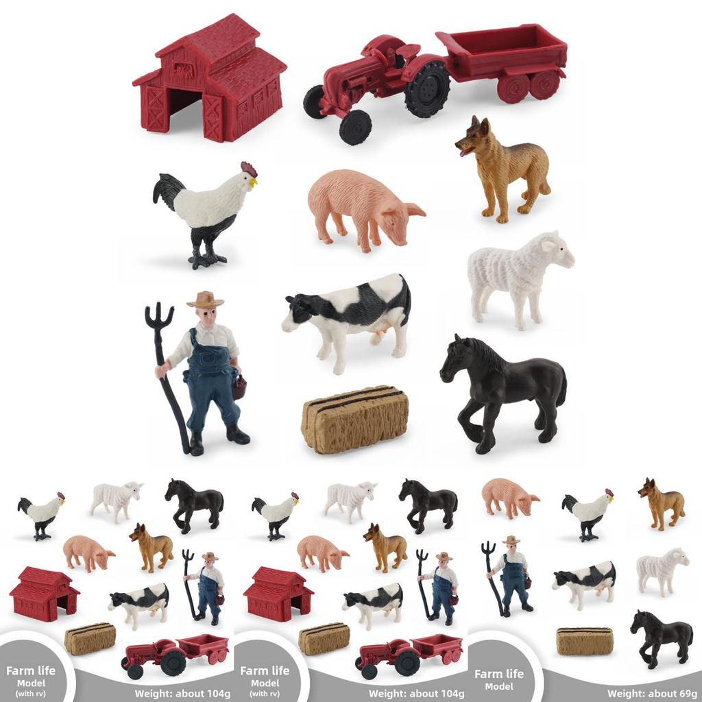 Farm Life Animal Figurine Set Pvc Farmyard Scene Model For Childrens Play And Collection