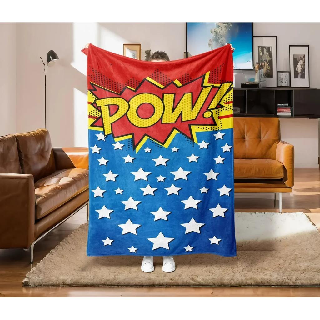 Abstract Art Design Flannel Throw Blanket Soft Warm Thin Blankets for Sofa Bed Car Camping Pop Art Style