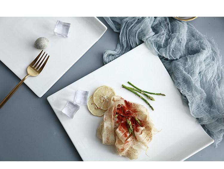 White Ceramic Square Plate for Steak, Pasta, Sushi, Pastry & More
