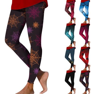 Women's Fashion Halloween Printed Stretch Bottom Pants Stretch Yoga Pants Nine Minute Pants