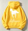 Retro Rock White Horse Pattern Printed Children's Hooded Sweatshirt - Boys' and Girls' Long-Sleeved Warm Clothing