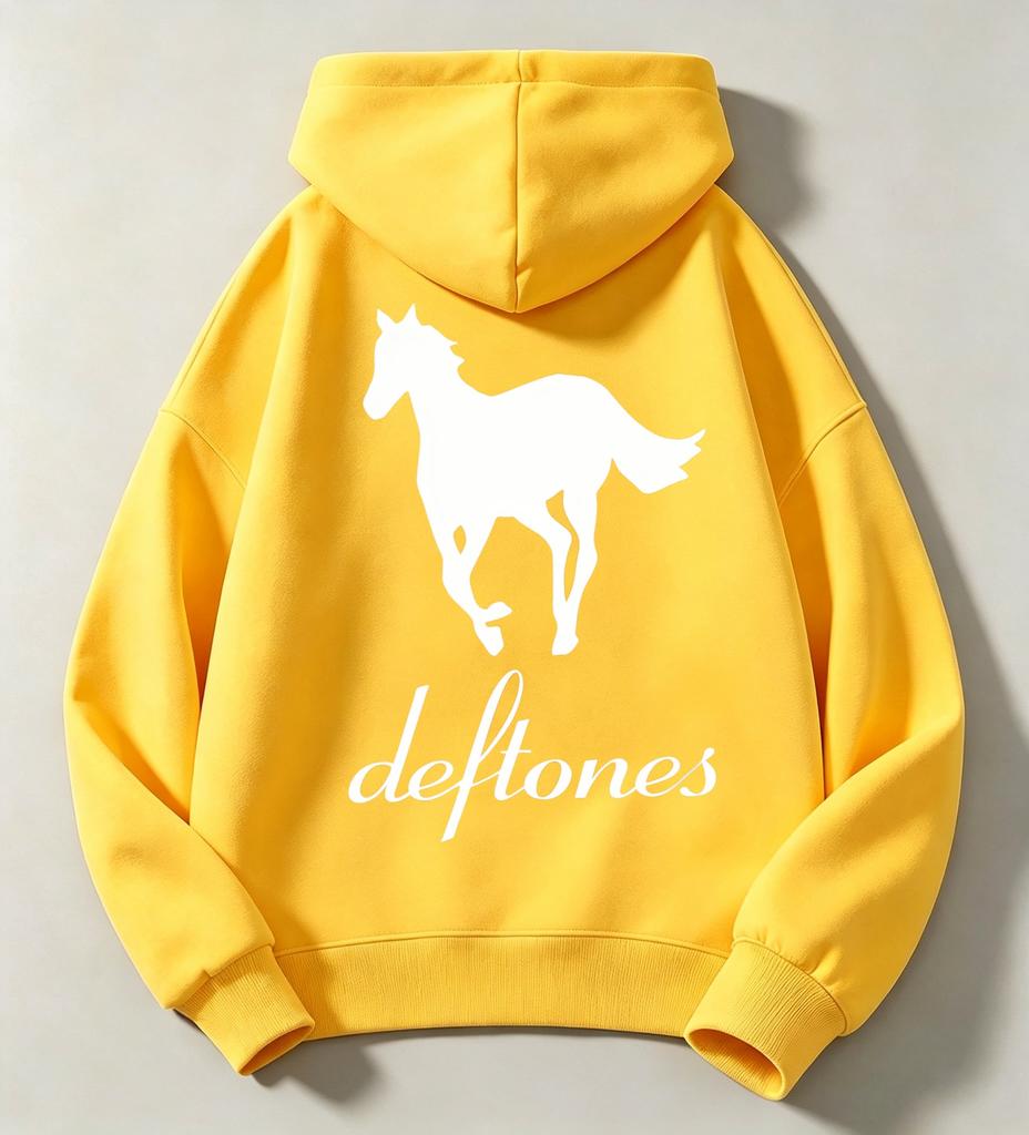 Retro Rock White Horse Pattern Printed Children's Hooded Sweatshirt - Boys' and Girls' Long-Sleeved Warm Clothing