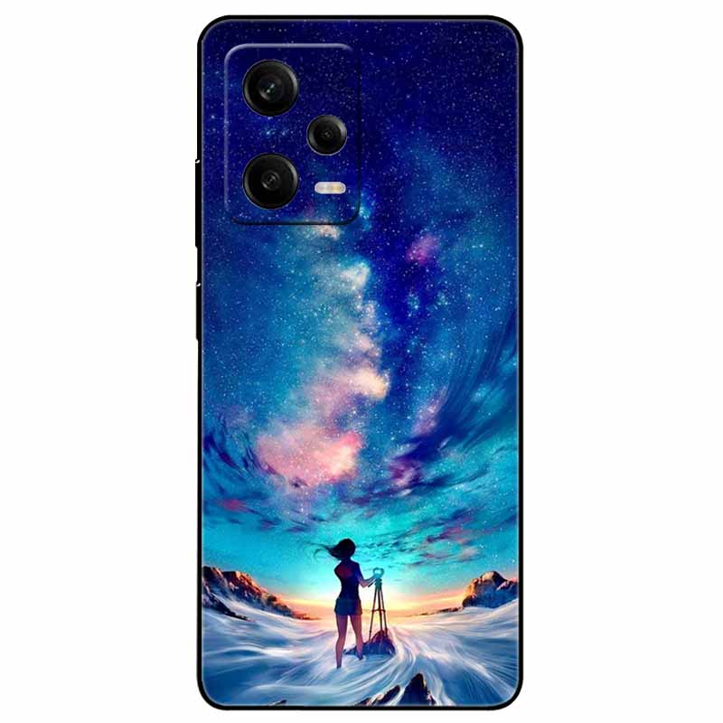 For Redmi Note 12 Pro 5G Case Note12 Covers TPU Black Silicone Starry Cover for Xiaomi Redmi Note 12 Pro+ 5G Plus Cartoon Soft
