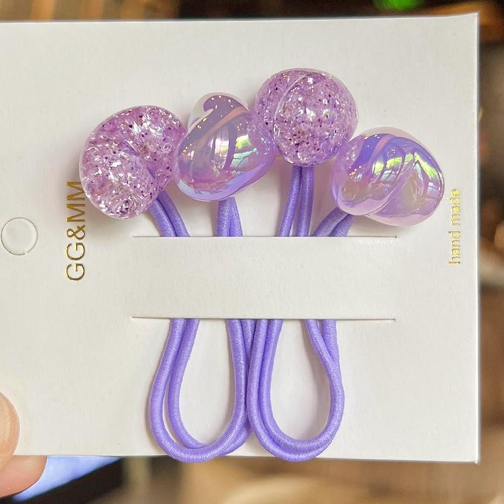 2pcs/lot Elastic Hair Ties Acrylic Beads Kids Hair Bands Cute Ponytail Hair Ties Hair Accessories