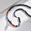 Boho Colorful Natural Stone Beaded Necklace, Vintage Trendy Stainless Steel Choker Necklace for Men, Waterproof Jewelry Gift
