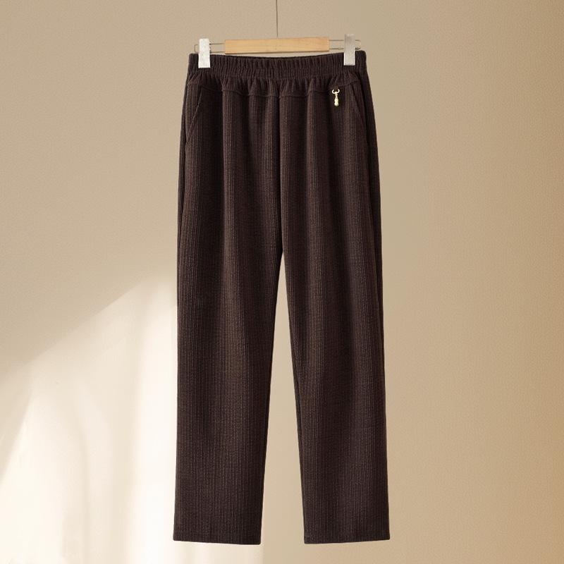 

Mom s High Waist Corduroy Pants: Elastic Waist, Straight Leg, Perfect for Spring & Autumn - Ideal for Middle-aged & Elderly Women 2XL [53-60kg] колір темно кави