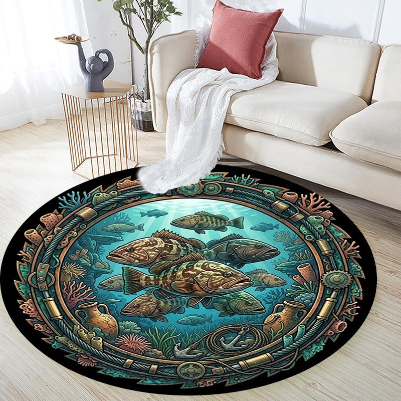 Underwater Marine Life Round Area Rug Under Office Chairs Bedroom Living Room Home Decor