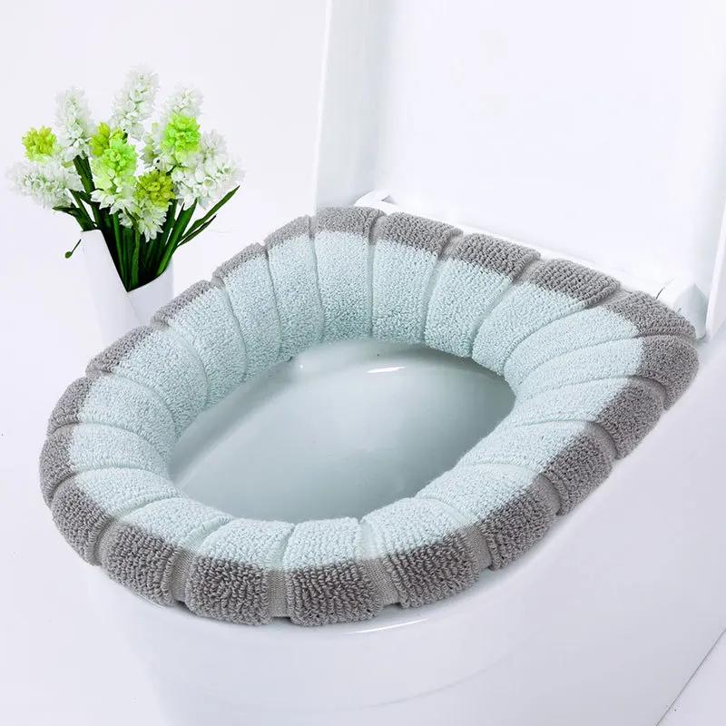 Stretchable Bathroom Toilet Seat Closestool Washable Soft Winter Warmer Mat Pad Cushion O-shape Toilet Seat Bidet Covers