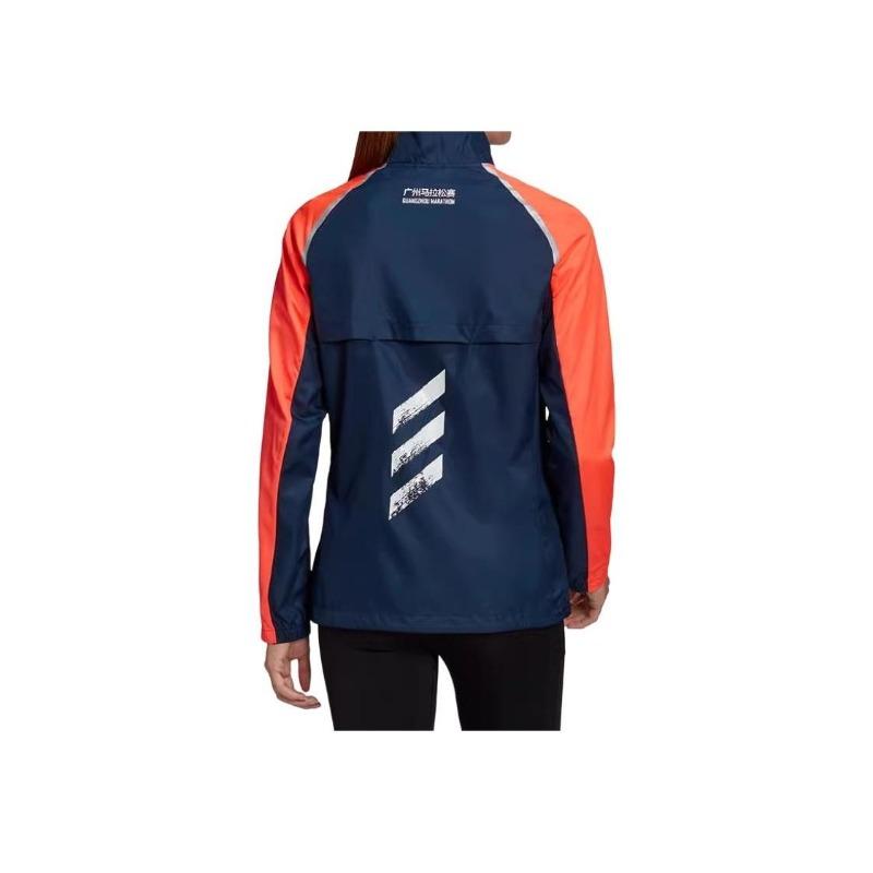 adidas Gzm Ru Jacket Retro Sports Stand Collar Color Block Comfortable Casual Long Sleeve Jacket Women Jacket Orange Blue GV1324