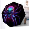 Spider, Neon Theme 8 Bone Hand Automatic Folding Umbrella, Compact and Portable Design, A Perfect Gift for Birthday, Christmas or Business U