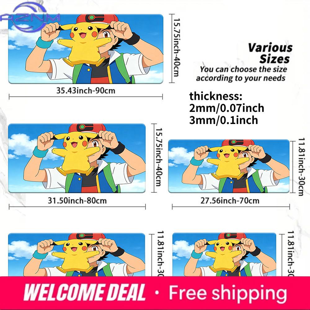 Pokemon Ash Pikachu Gaming Mouse Pad NonSlip Desk Mat in Multiple Sizes 30x80x0.2cm