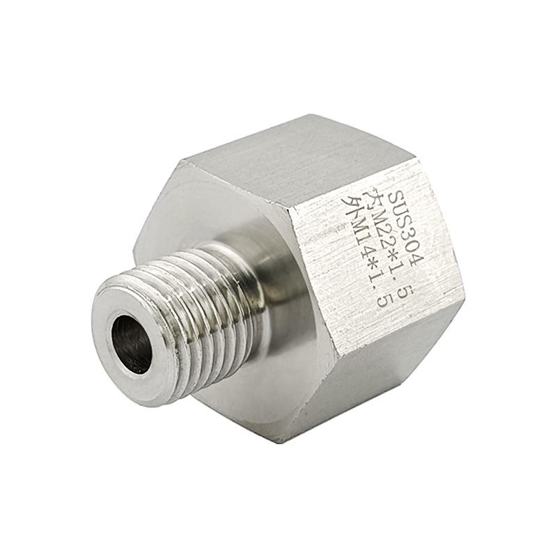 

304 Stainless Steel Thread Adapter, M22X1.5 Internal to M14X1.5 External, Metric Reducing Connector (1125)
