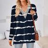 Womens Tops Loose V-neck Contrast Color Split Loose Long Sleeve T-shirt Women's Tops
