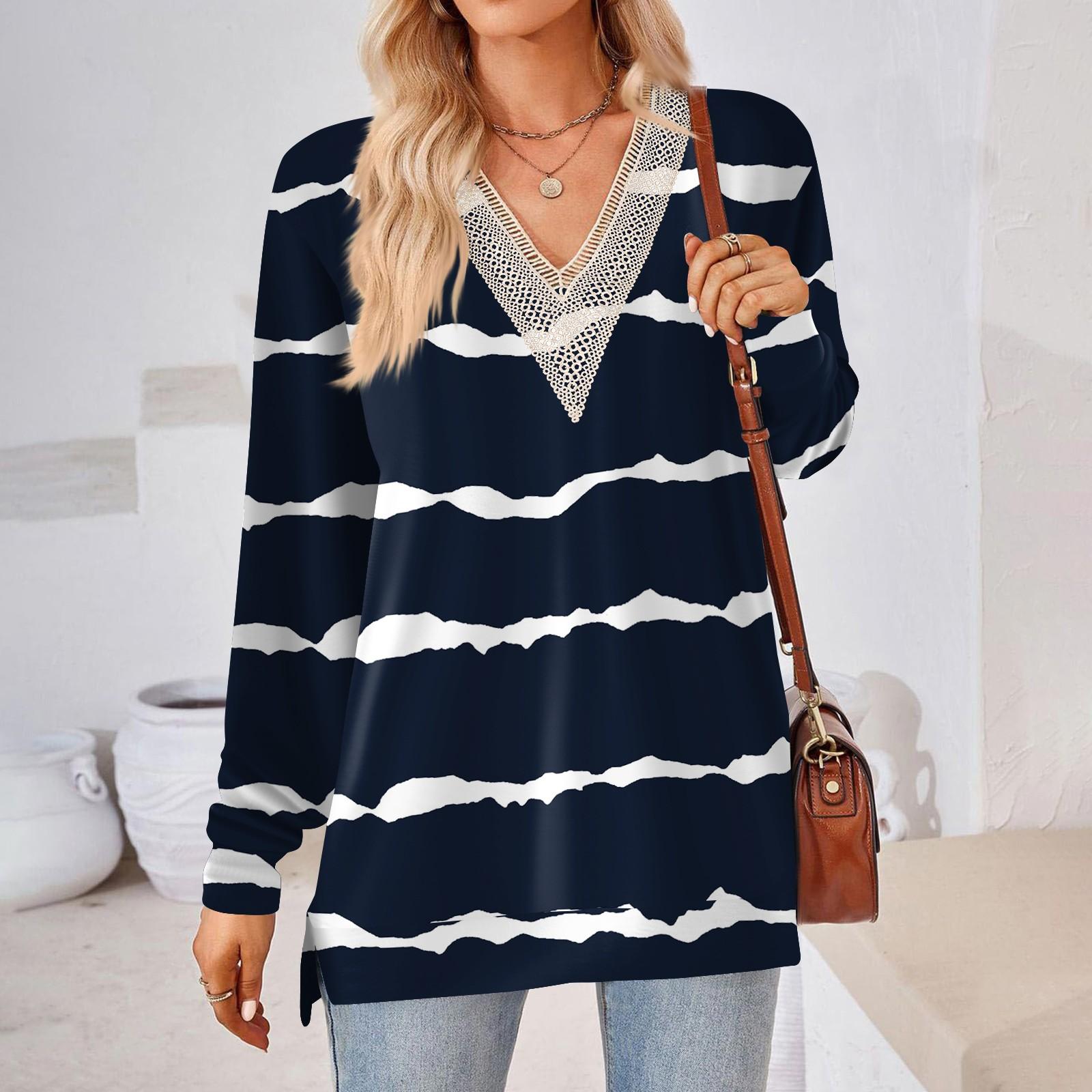 

Женские топы Свободные свободные футболки с длинными рукавами контрастного цвета и разрезом Женские топы L