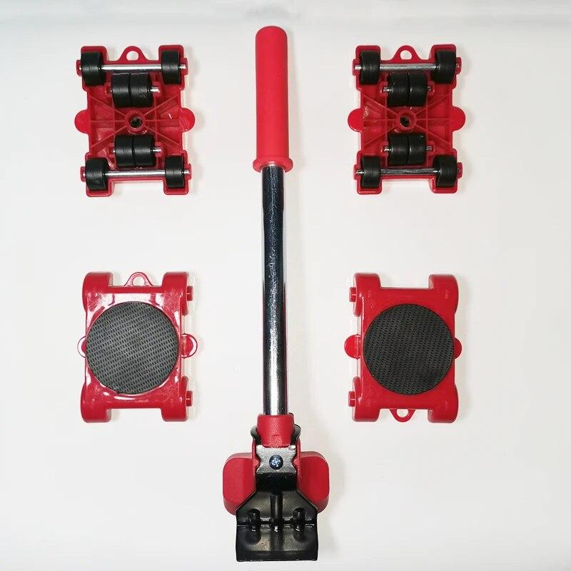 5-teiliges Set Möbeltransporter-Set Möbeltransporter-Tool Transportheber Schwere Gegenstände Moving Wheel Roller Bar Handwerkzeuge