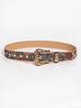 1pc women's gemstone engraved buckle multi- palace irregular flower embroidery oil painting pattern PU belt