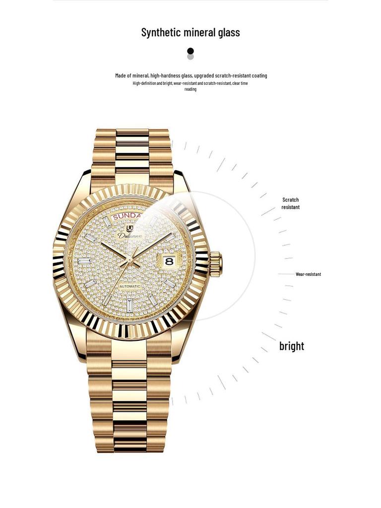 Durlanway Ceas Nou Automat pentru Bărbați din Oțel cu Calendar Dublu – La Modă, Rezistent la Apă, Stil Business