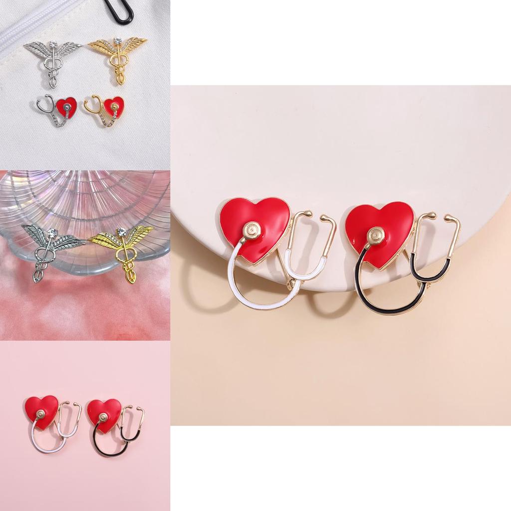 Unique Cartoon Style Medical Brooch Stethoscope And Ecg Design For Doctors And Nurses