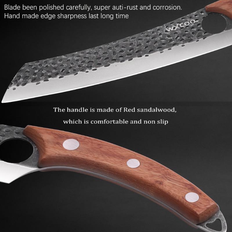 WXCOO High Carbon Stainless Steel Butcher Knife Multifunctional Boning Knife for Fruits Meat Cleaver Kitchen Knife Cooking Tool