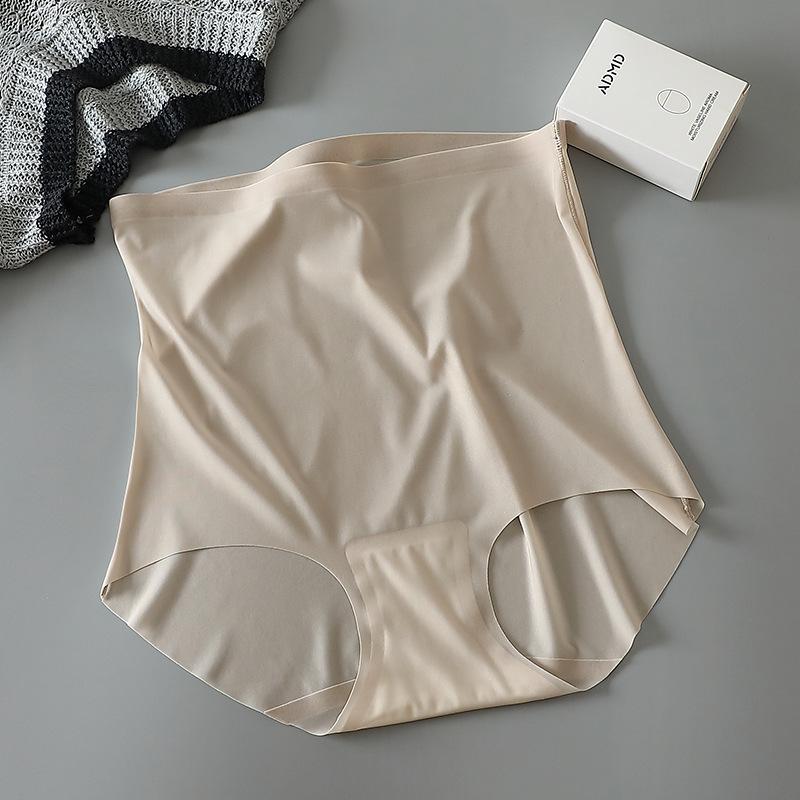 Skin Friendly and Breathable Ice Facial Mask High Waist Panties Seamless No Curling Edges Light and Thin Solid Color Triangle Women’s Panties