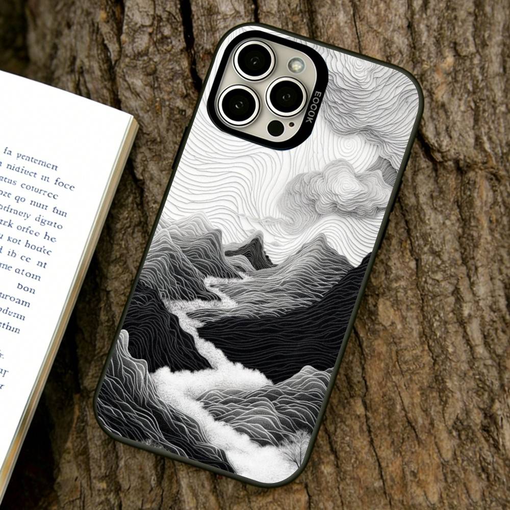 

Black Mountain INS Design Phone Case For iPhone 17,16,15,14,13,12,11 Plus,Pro Max,XS,Colorful Silver Phone case Funda Cover iPhone13ProMax