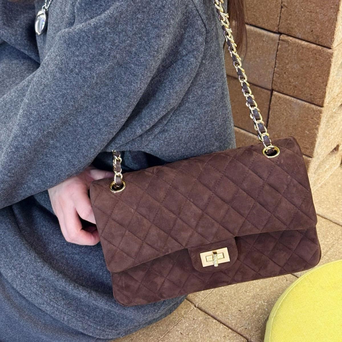 

2025 New Style High-end Sense Lambskin Small Fragrant Style Chain CF Flap Bag Single Leather Decoration Womens Bag 25x6x14cm кавовий