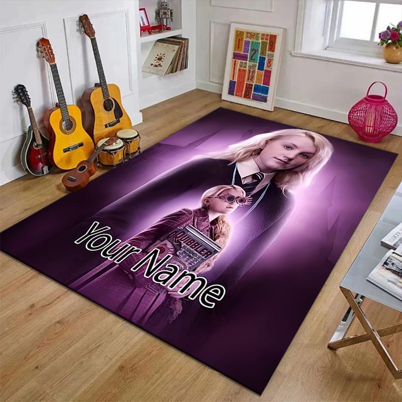 Hogwarts Design Area Rug Personalized Name- Non-Slip, Soft & Cozy Floor Mat for Living Room, Office - Indoor/Outdoor Carpet