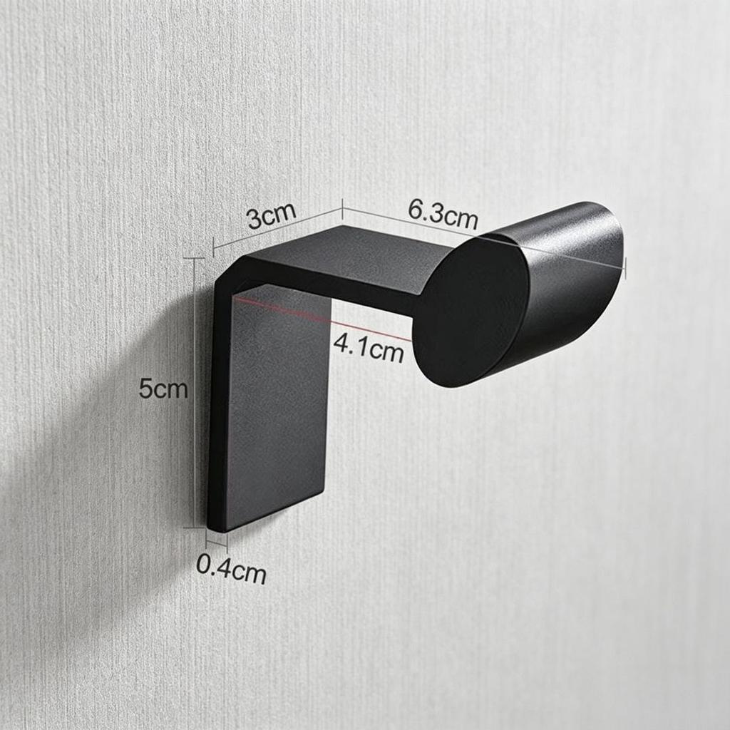 Black 304 Stainless Steel No-Drill Coat & Hat Hook for Bathroom or Entrance